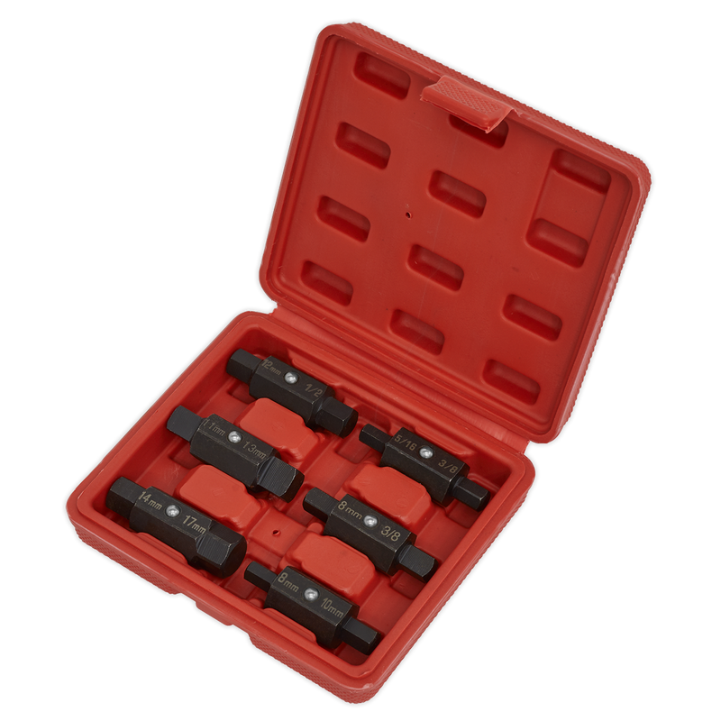 Sealey AK658 6pc Double End Oil Drain Plug Key Set