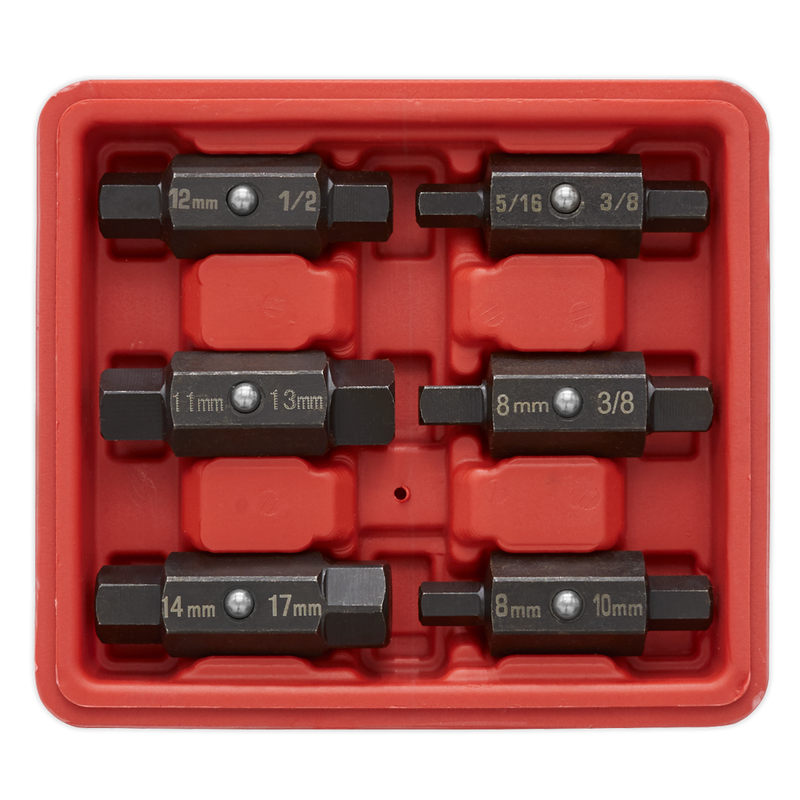 Sealey AK658 6pc Double End Oil Drain Plug Key Set