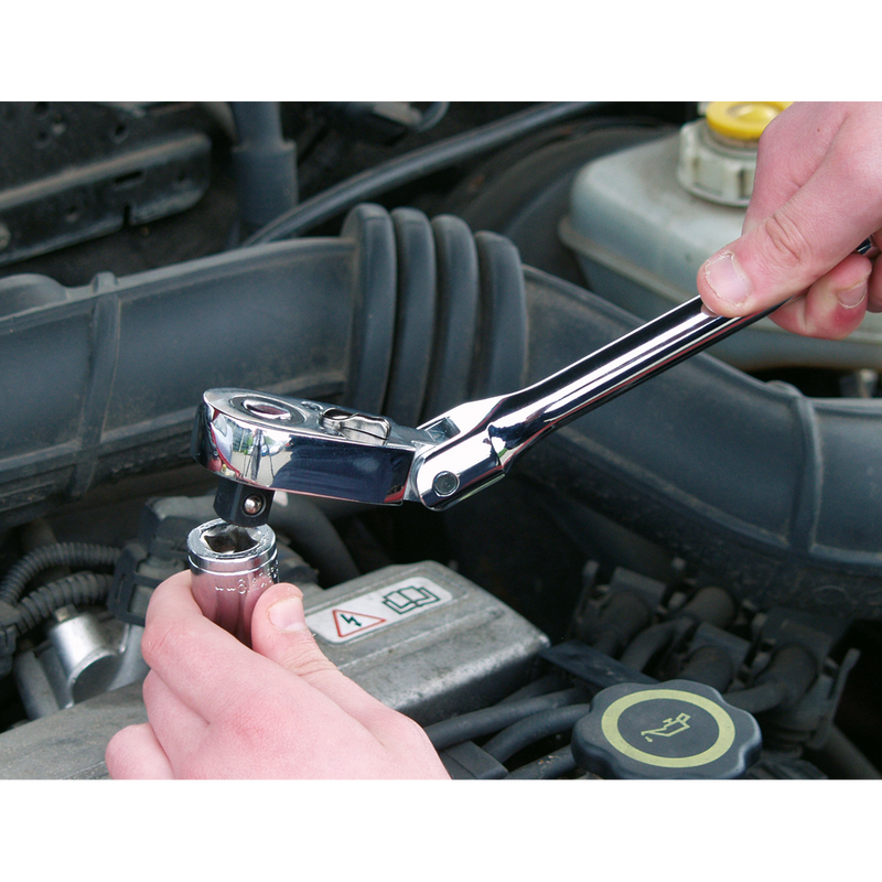 Sealey AK662F 445mm 1/2"Sq Drive Flexi-Head Ratchet Wrench with Pear-Head & Flip Reverse