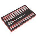 Sealey AK66723 27pc 1/2"Sq Drive Ratchet Wrench & Socket Set