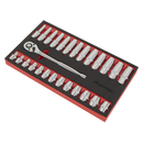 Sealey AK66723 27pc 1/2"Sq Drive Ratchet Wrench & Socket Set