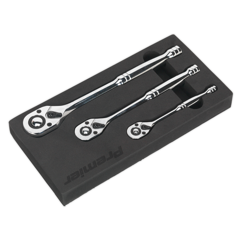 Sealey AK6672 3pc Ratchet Wrench Set - Flip Reverse