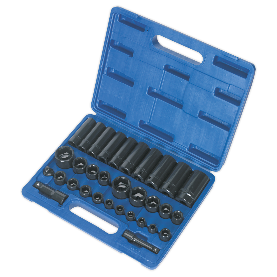 Sealey AK681 32pc 3/8" & 1/2"Sq Drive Impact Socket Set Standard/Deep - Metric/Imperial