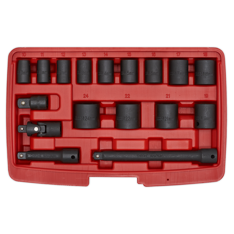 Sealey AK68217 17pc 3/8"Sq Drive Impact Socket Set