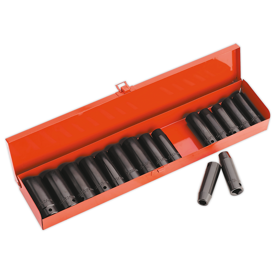 Sealey AK685 16pc 1/2"Sq Drive Impact Socket Set Deep - Metric/Imperial