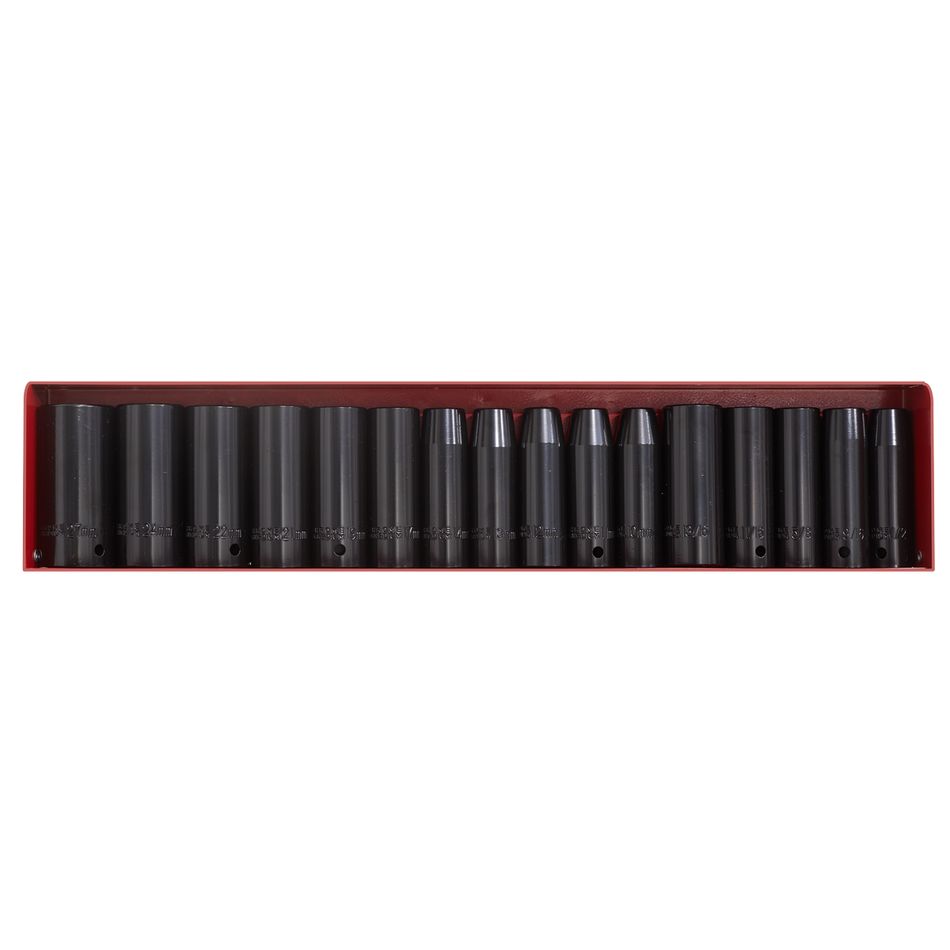 Sealey AK685 16pc 1/2"Sq Drive Impact Socket Set Deep - Metric/Imperial