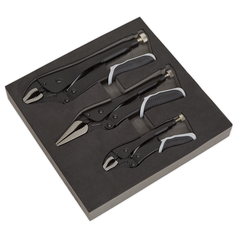 Sealey AK6863B 3pc Quick Release Locking Pliers Set - Black Series