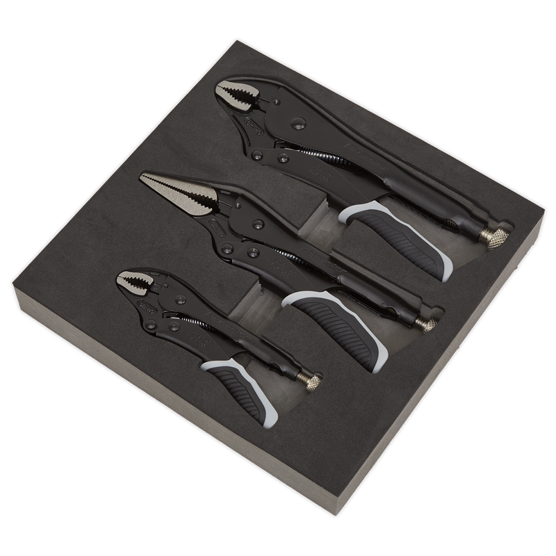 Sealey AK6863B 3pc Quick Release Locking Pliers Set - Black Series