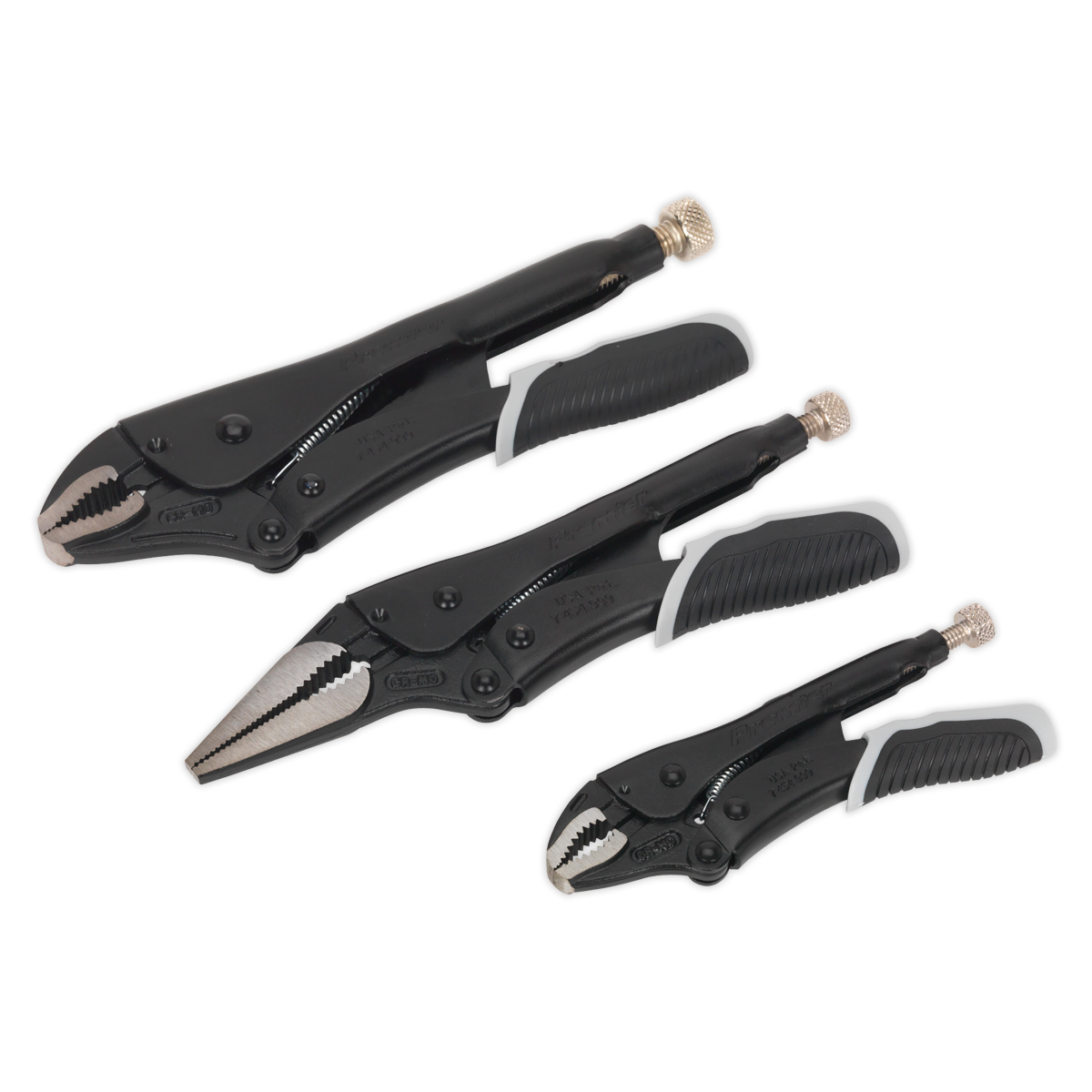 Sealey AK6863B 3pc Quick Release Locking Pliers Set - Black Series