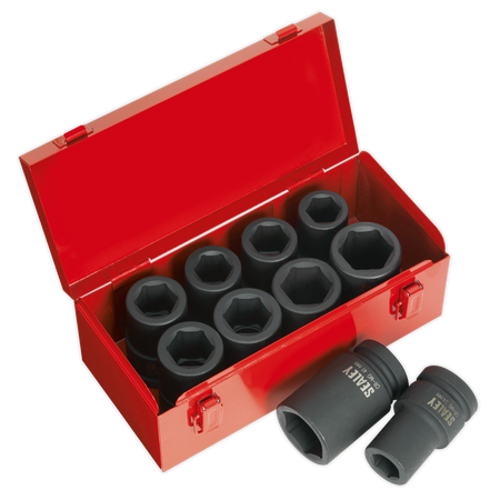 Sealey AK689 10pc 1"Sq Drive Deep Impact Socket Set - Metric/Imperial