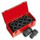 Sealey AK689 10pc 1"Sq Drive Deep Impact Socket Set - Metric/Imperial