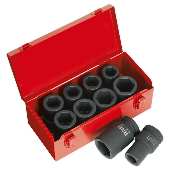Sealey AK689 10pc 1"Sq Drive Deep Impact Socket Set - Metric/Imperial