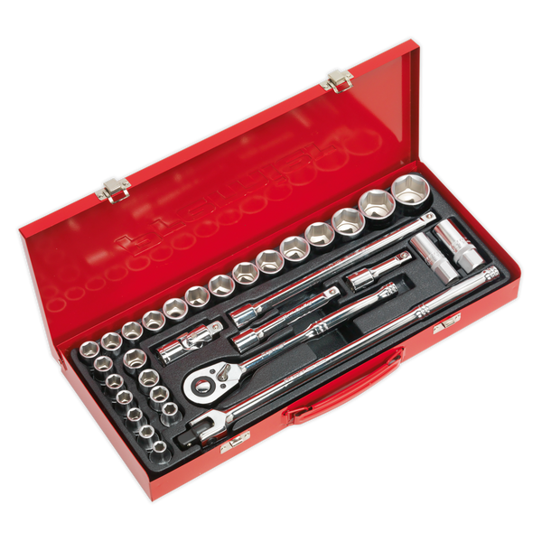 Sealey AK693 32pc 1/2"Sq Drive Socket Set - Metric/Imperial