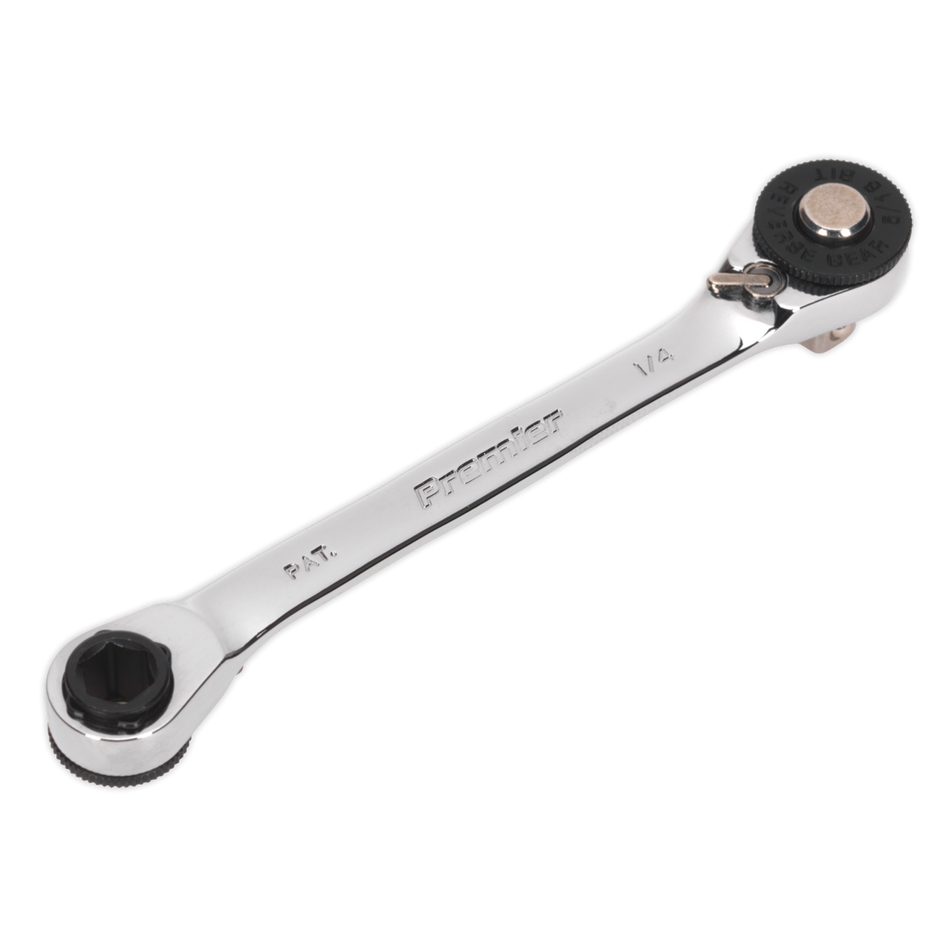 Sealey AK6967 1/4"Hex x 5/16"Hex Reversible Ratchet Spanner with 1/4"Sq Drive Adaptor