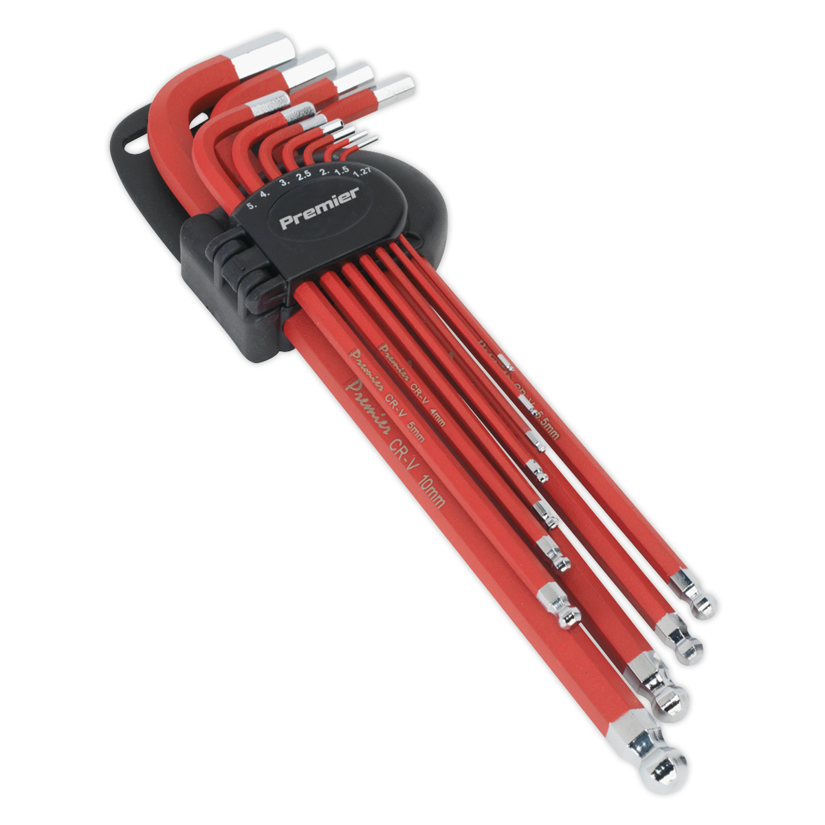 Sealey AK7164 11pc Anti-Slip Extra-Long Ball-End Hex Key Set