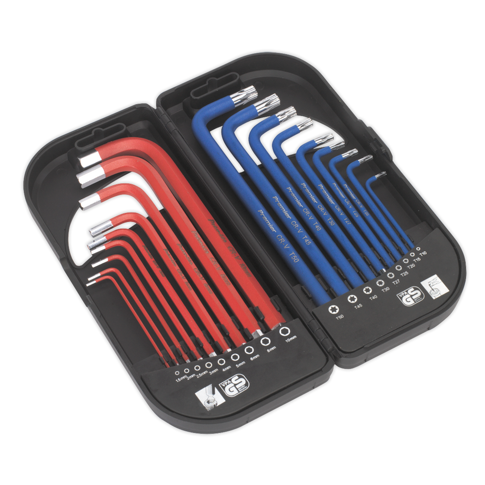 Sealey AK7176 18pc Anti-Slip Long TRX-Star* & Ball-End Hex Key Set