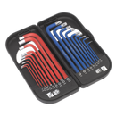 Sealey AK7176 18pc Anti-Slip Long TRX-Star* & Ball-End Hex Key Set
