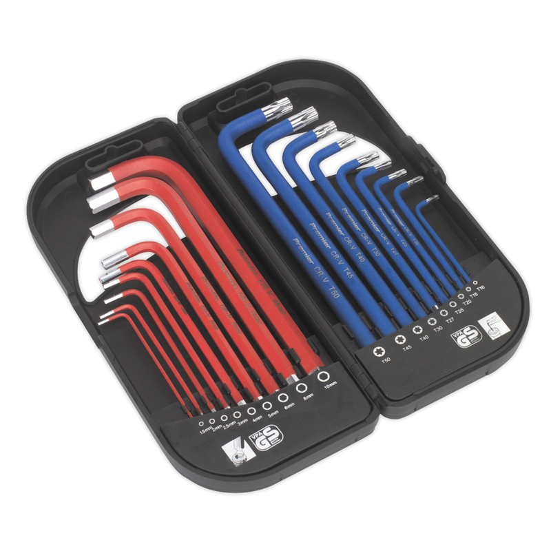 Sealey AK7176 18pc Anti-Slip Long TRX-Star* & Ball-End Hex Key Set