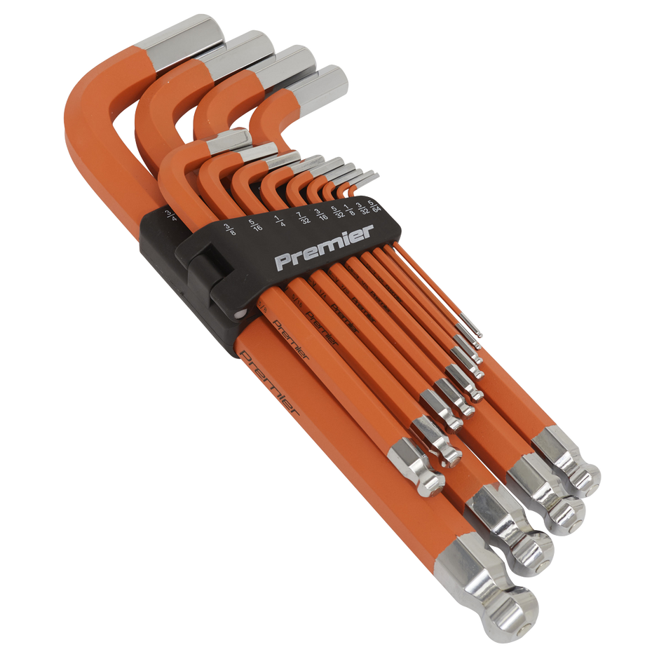 Sealey AK71870 13pc Extra-Long Anti-Slip Jumbo Ball-End Hex Key Set - Imperial