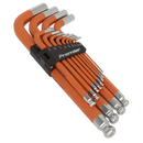 Sealey AK71870 13pc Extra-Long Anti-Slip Jumbo Ball-End Hex Key Set - Imperial