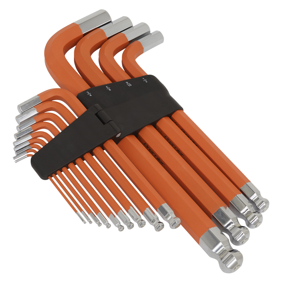 Sealey AK71870 13pc Extra-Long Anti-Slip Jumbo Ball-End Hex Key Set - Imperial