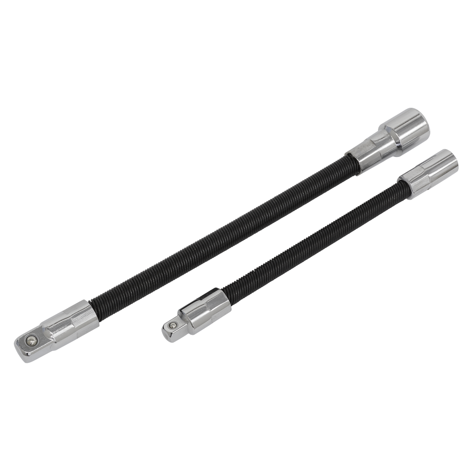 Sealey AK7341 2pc Flexible Extension Adaptor Set 1/4"Sq x 150mm & 3/8"Sq x 200mm