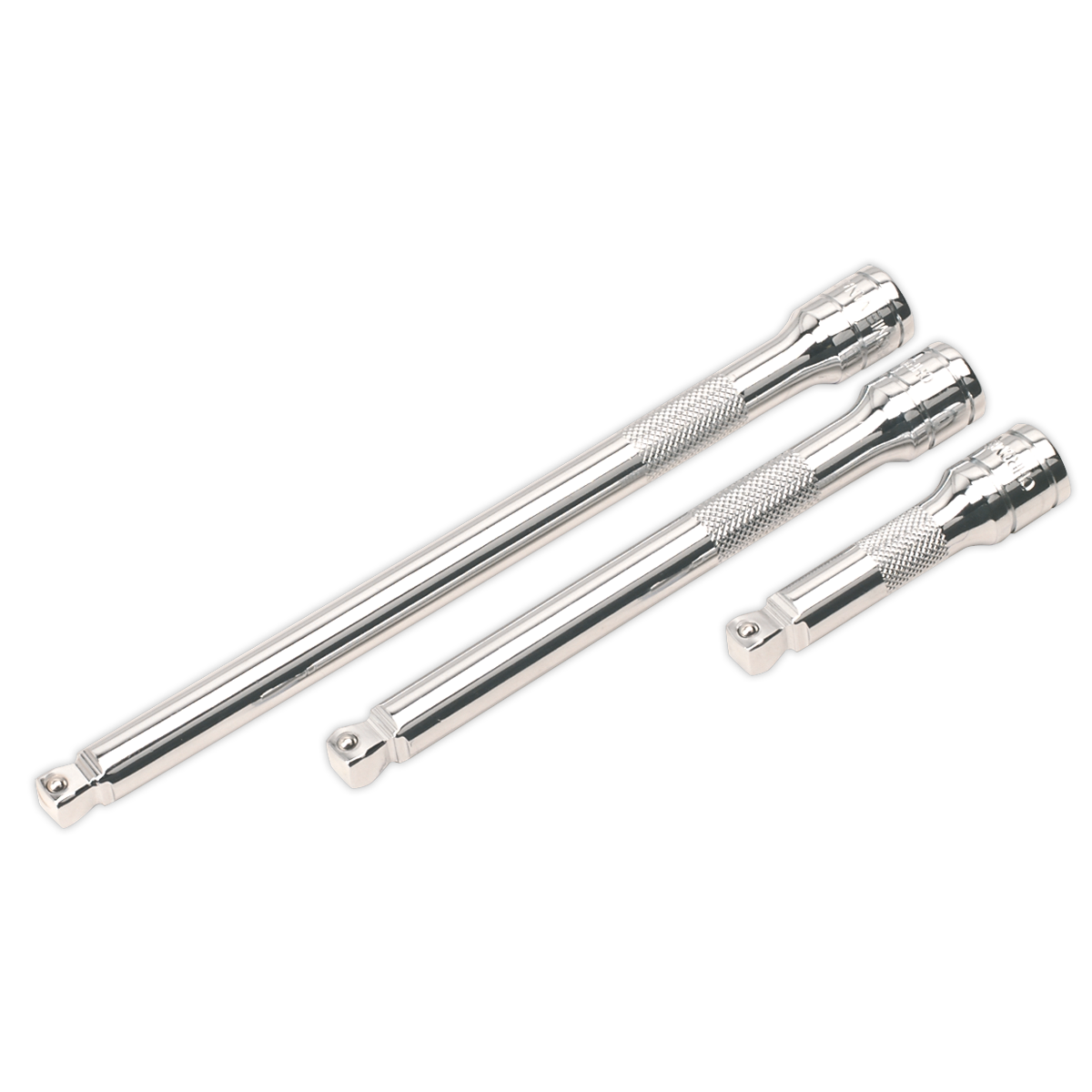 Sealey AK763 3pc 3/8"Sq Drive Wobble/Rigid Extension Bar Set