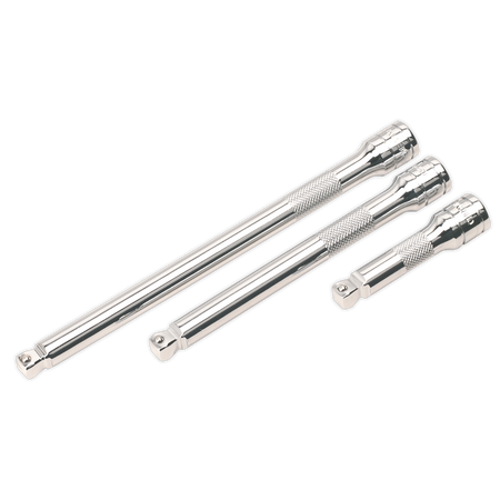 Sealey AK763 3pc 3/8"Sq Drive Wobble/Rigid Extension Bar Set