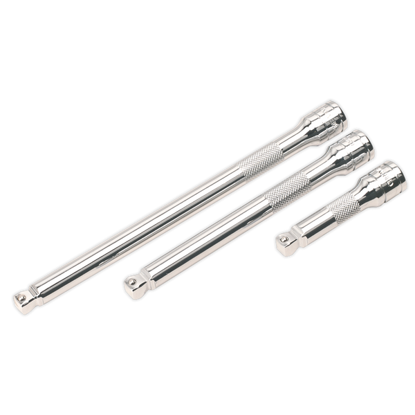 Sealey AK763 3pc 3/8"Sq Drive Wobble/Rigid Extension Bar Set