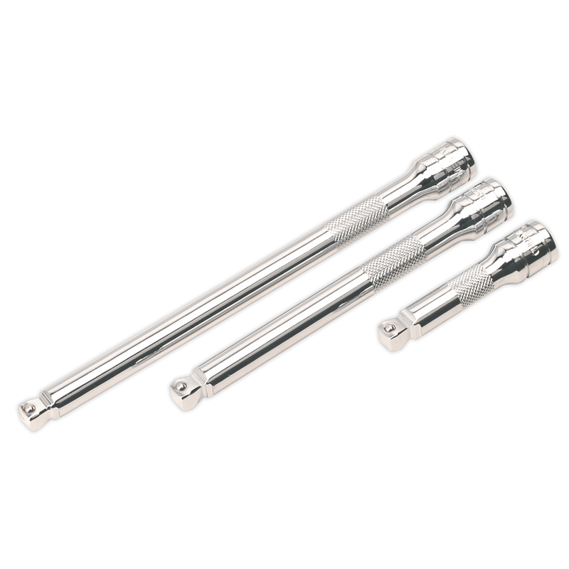 Sealey AK763 3pc 3/8"Sq Drive Wobble/Rigid Extension Bar Set