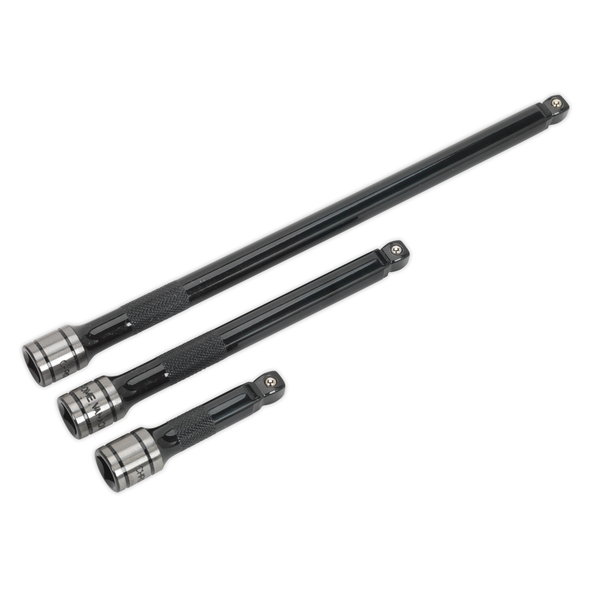 Sealey AK7691 3pc 3/8"Sq Drive Wobble/Rigid Extension Bar Set Black Series