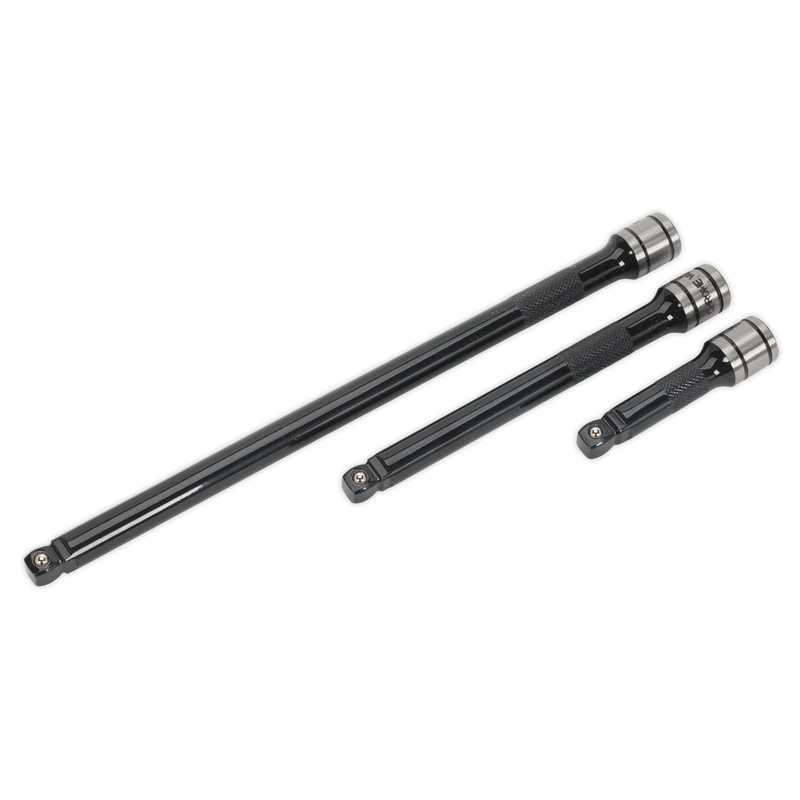 Sealey AK7691 3pc 3/8"Sq Drive Wobble/Rigid Extension Bar Set Black Series
