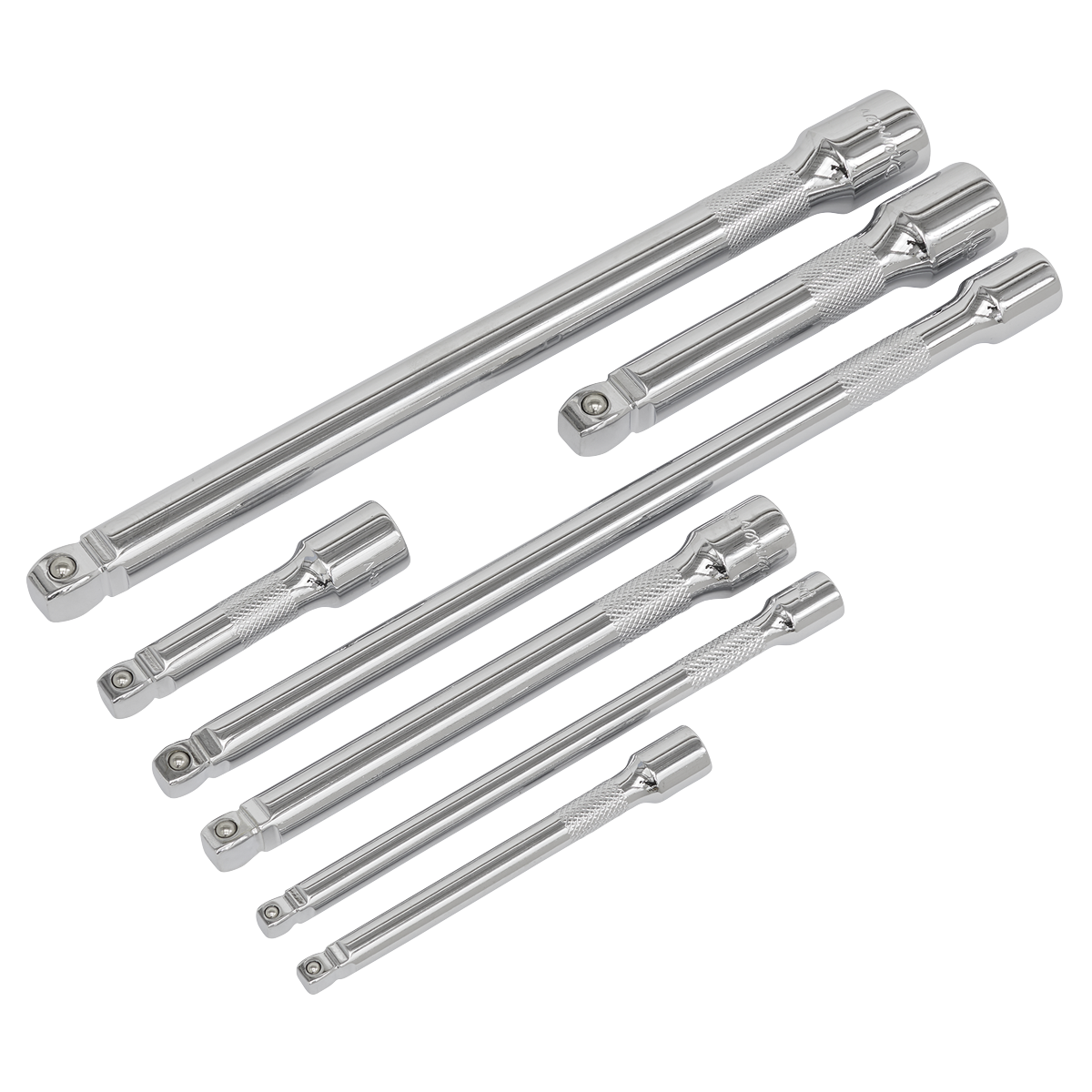 Sealey AK770 7pc 1/4", 3/8" & 1/2"Sq Drive Wobble/Rigid Extension Bar Set