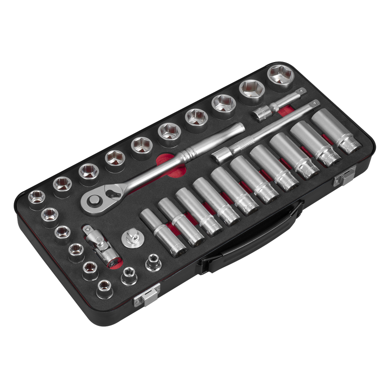 Sealey AK7922 Socket Set 3/8"Sq Drive 32pc - Premier Platinum Series