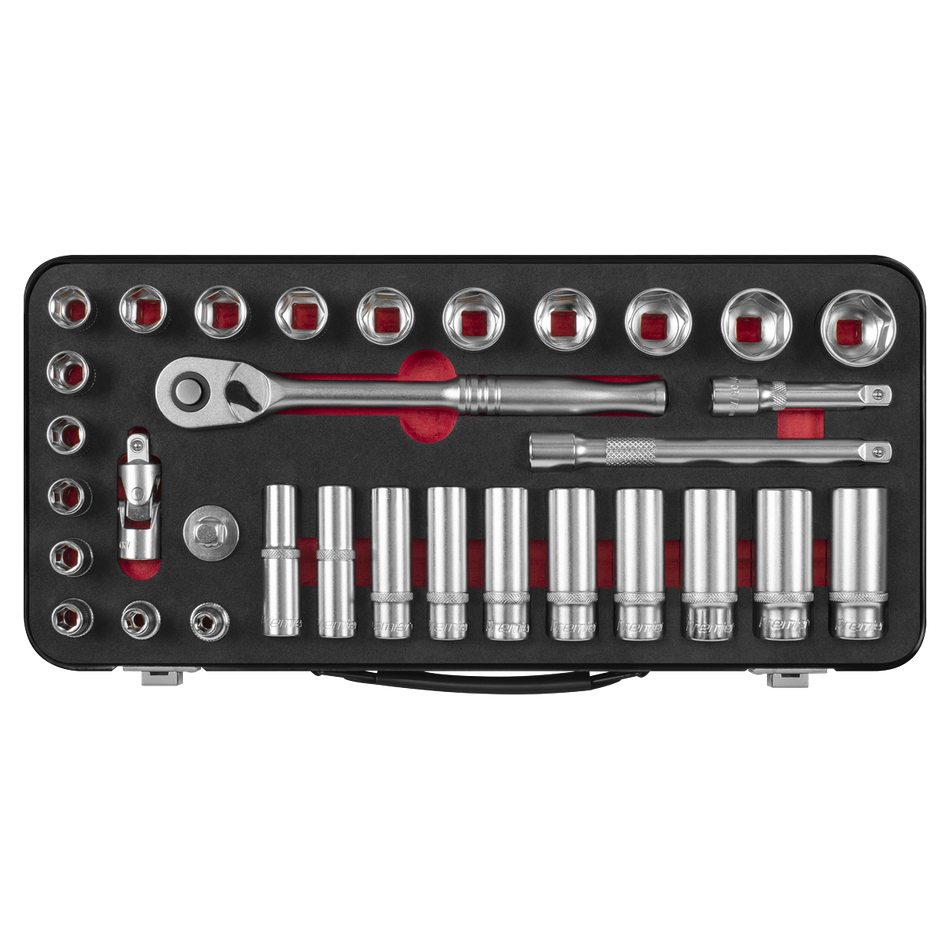 Sealey AK7922 Socket Set 3/8"Sq Drive 32pc - Premier Platinum Series