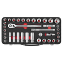 Sealey AK7923 Socket Set 3/8"Sq Drive 37pc - Metric/Imperial - Premier Platinum Series
