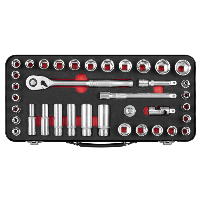 Sealey AK7923 Socket Set 3/8"Sq Drive 37pc - Metric/Imperial - Premier Platinum Series