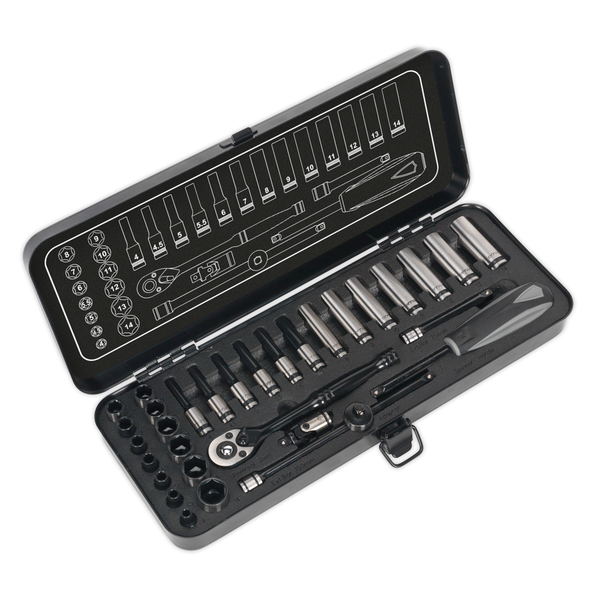 Sealey AK7970 32pc 1/4"Sq Drive Socket Set - Black Series