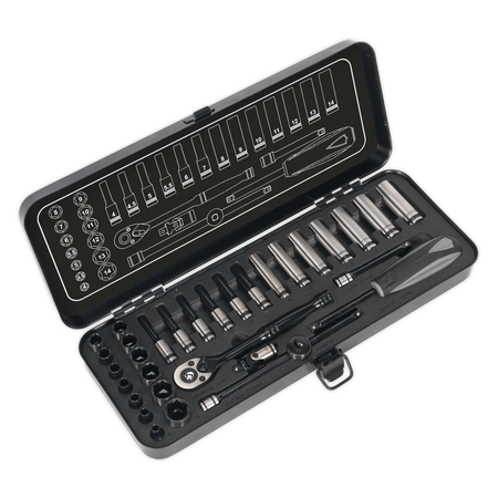 Sealey AK7970 32pc 1/4"Sq Drive Socket Set - Black Series