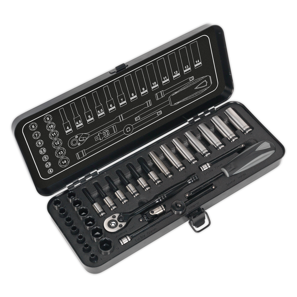 Sealey AK7970 32pc 1/4"Sq Drive Socket Set - Black Series