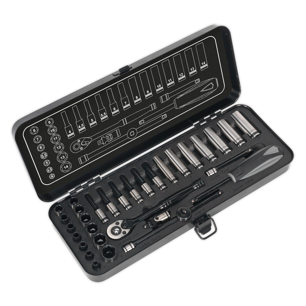 Sealey AK7970 32pc 1/4"Sq Drive Socket Set - Black Series
