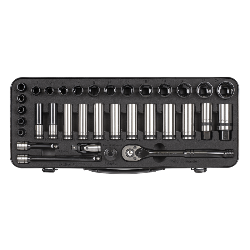 Sealey AK7971 34pc 3/8"Sq Drive Socket Set - Black Series