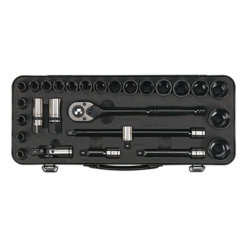 Sealey AK7972 28pc 1/2"Sq Drive Socket Set - Black Series