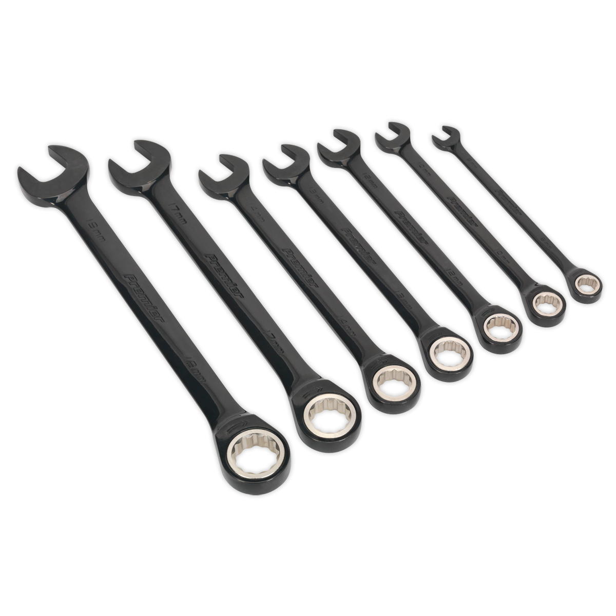 Sealey AK7978 7pc Combination Ratchet Spanner Set - Black Series