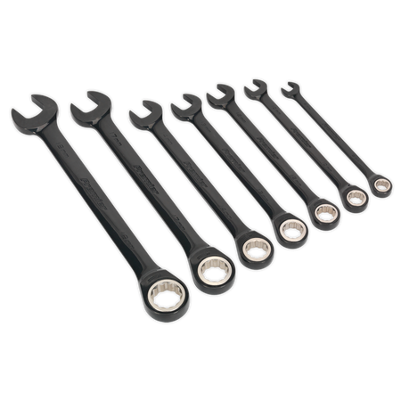 Sealey AK7978 7pc Combination Ratchet Spanner Set - Black Series