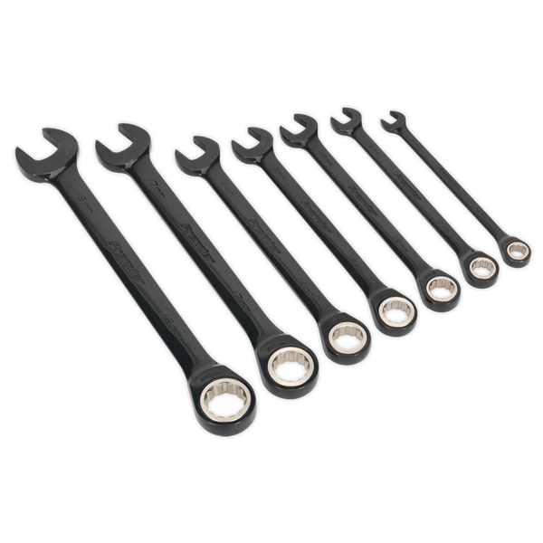 Sealey AK7978 7pc Combination Ratchet Spanner Set - Black Series
