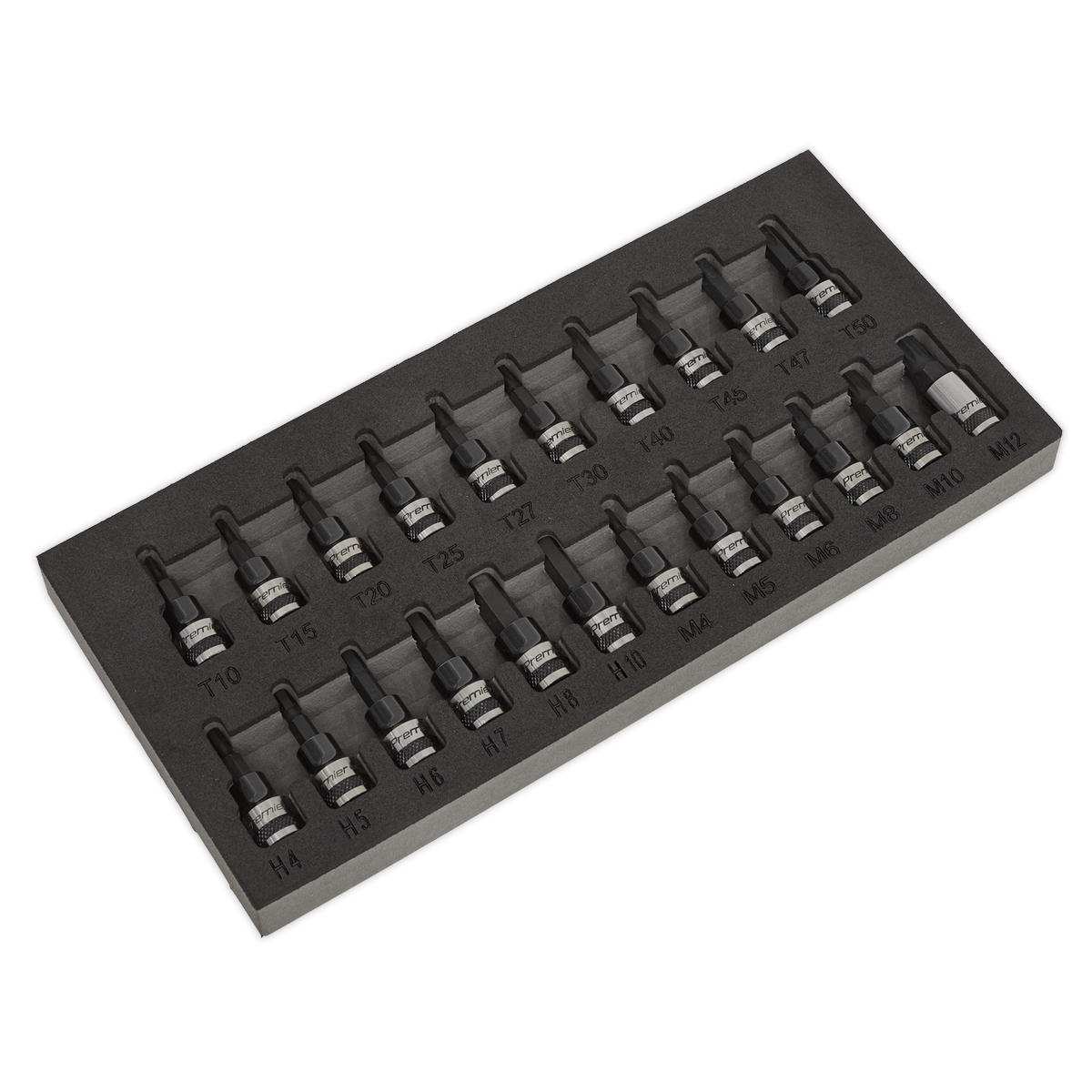 Sealey AK7985 22pc 3/8"Sq Drive TRX-Star*/Hex/Spline Socket Bit Set - Black Series