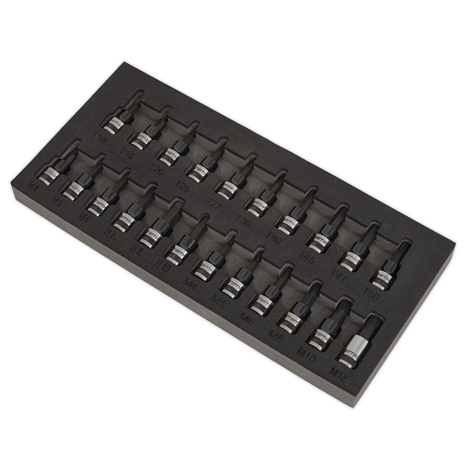 Sealey AK7985 22pc 3/8"Sq Drive TRX-Star*/Hex/Spline Socket Bit Set - Black Series