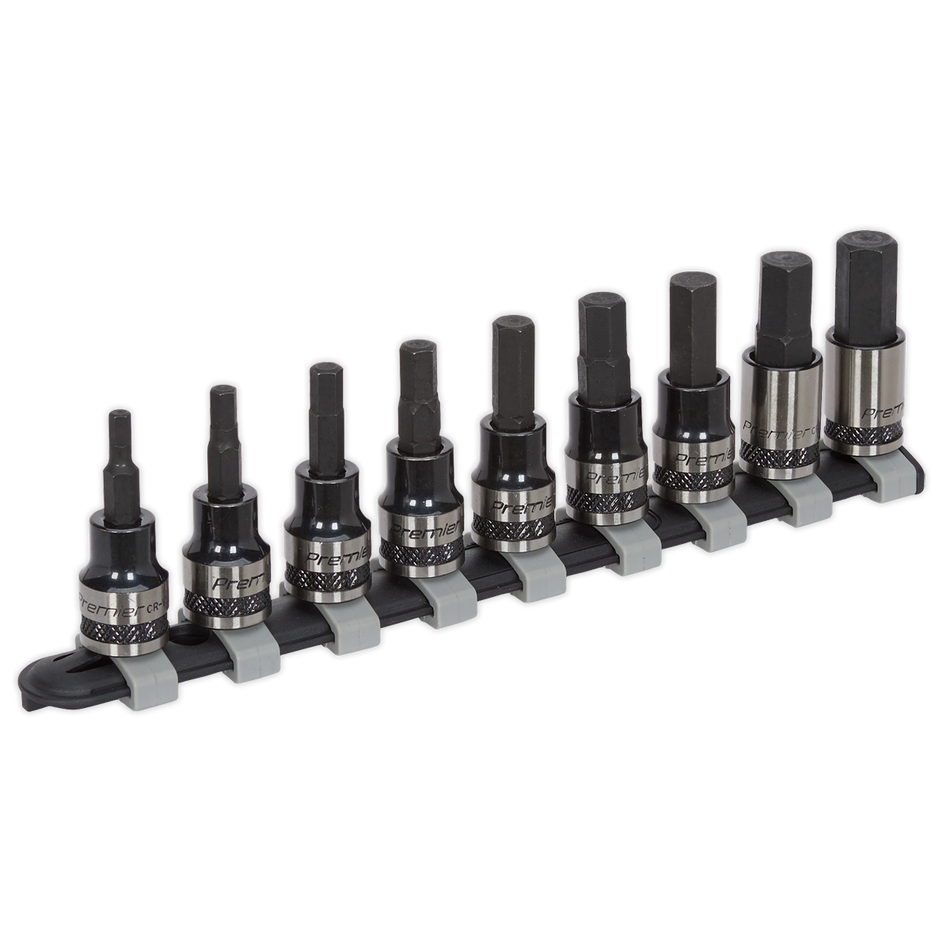 Sealey AK7986 9pc 3/8"Sq Drive Hex Key Socket Bit Set - Black Series