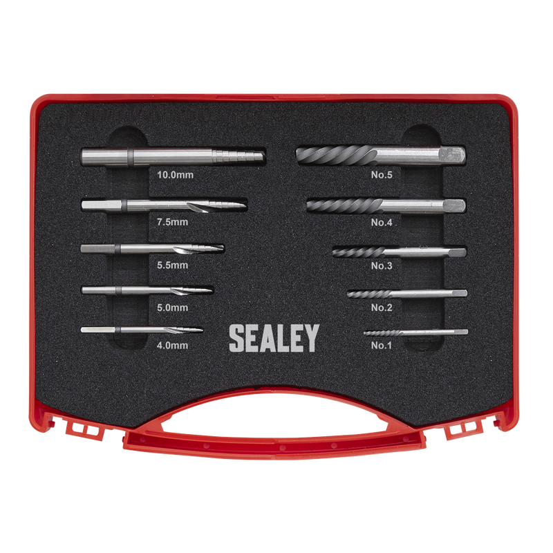 Sealey AK8187 10pc Step Drill Screw/Bolt Extractor Set
